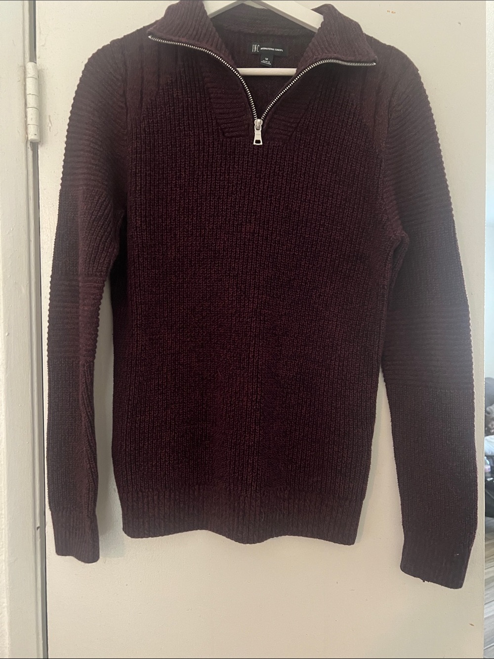 INC International Concepts Men's Half-Zip Sweater in Burgundy